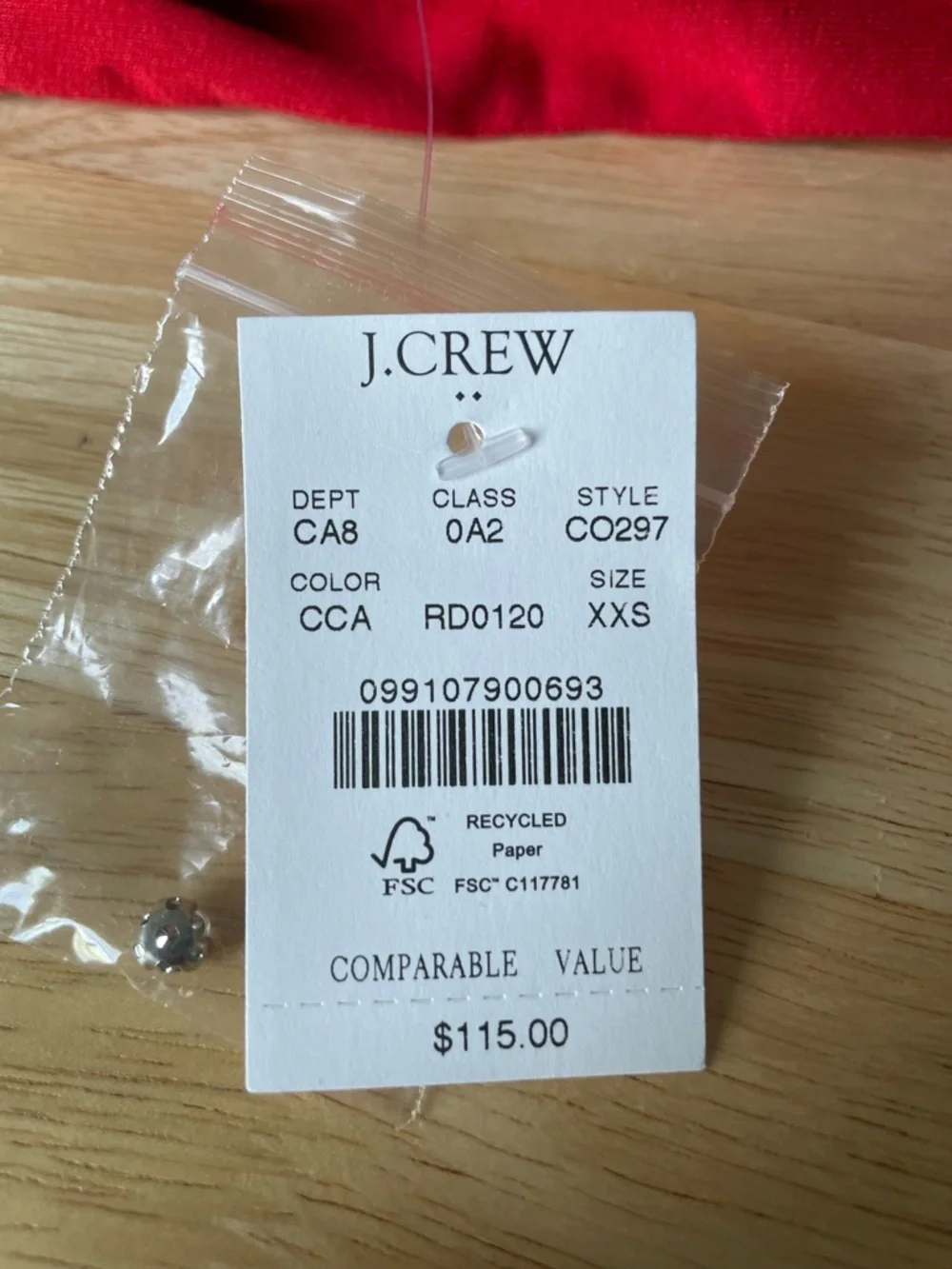New! J. Crew Women's Red Gem-Embellished Sweatshirt Size XXS NWT 54338